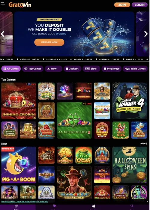 Sélection jeux machines gratuit Gratowin