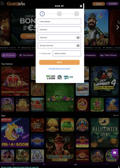 Connexion compte joueur sécurisée Gratowin